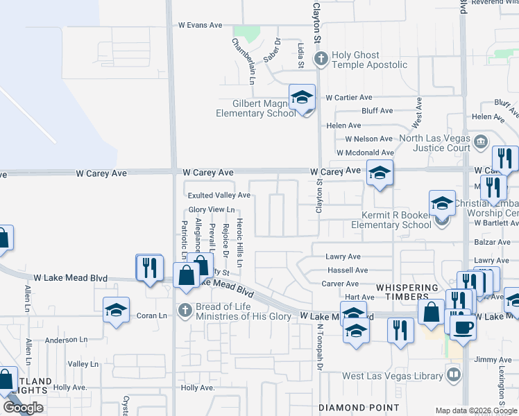 map of restaurants, bars, coffee shops, grocery stores, and more near 2304 Triumph Hills Drive in North Las Vegas