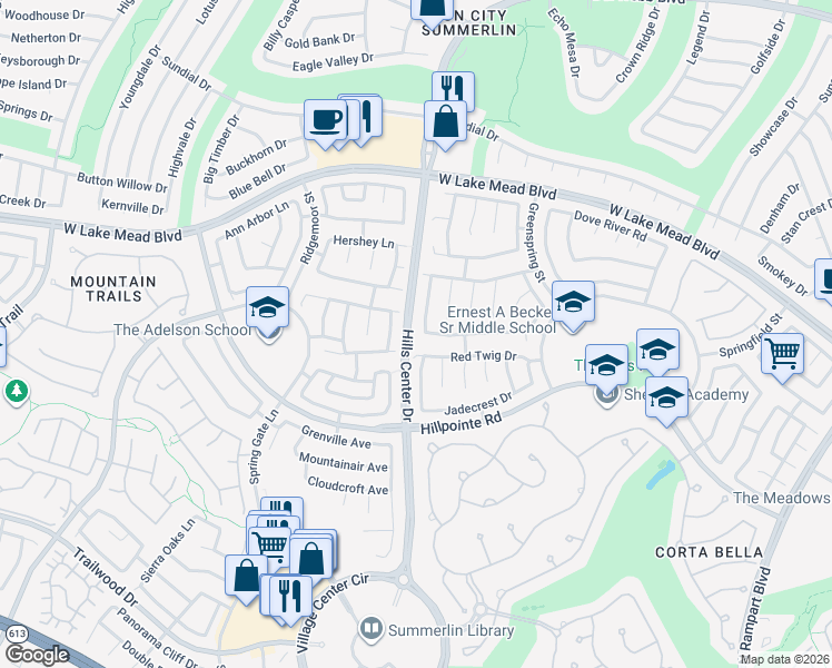 map of restaurants, bars, coffee shops, grocery stores, and more near 2241 Black Pine Drive in Las Vegas