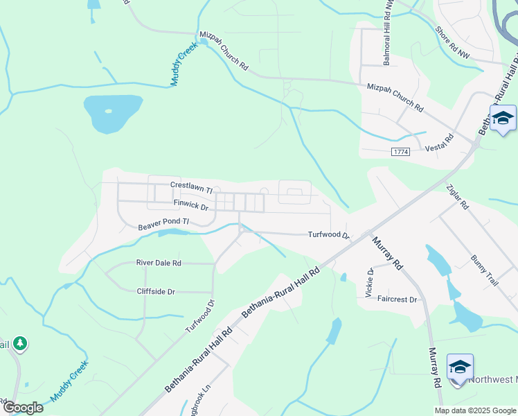 map of restaurants, bars, coffee shops, grocery stores, and more near 5802 Chesridge Lane in Pfafftown