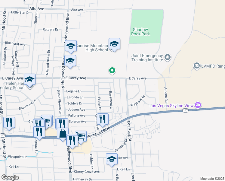 map of restaurants, bars, coffee shops, grocery stores, and more near 2337 Sierra Sunrise Street in Las Vegas
