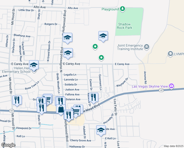 map of restaurants, bars, coffee shops, grocery stores, and more near 6924 Issac Avenue in Las Vegas