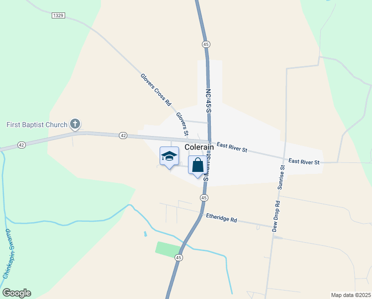 map of restaurants, bars, coffee shops, grocery stores, and more near 106 Cedar Street in Colerain