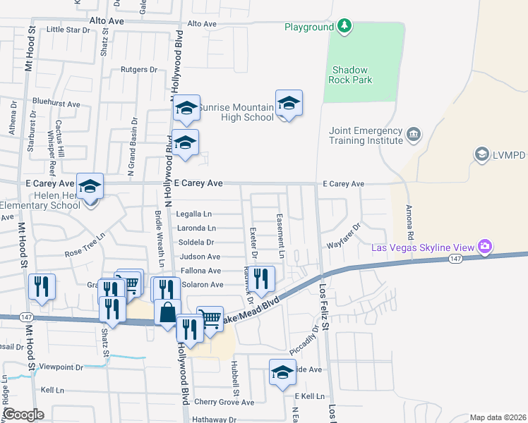 map of restaurants, bars, coffee shops, grocery stores, and more near 6924 Issac Avenue in Las Vegas