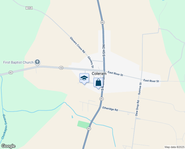 map of restaurants, bars, coffee shops, grocery stores, and more near 106 Cedar Street in Colerain