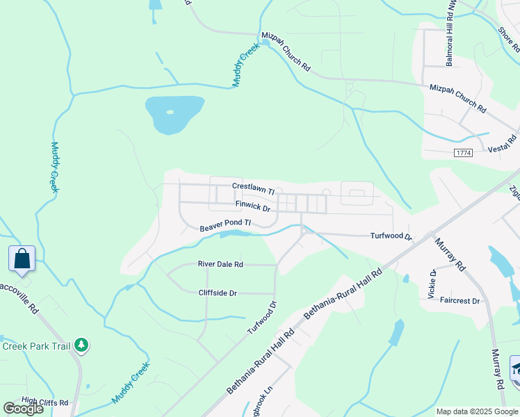 map of restaurants, bars, coffee shops, grocery stores, and more near 1471 Finwick Drive in Pfafftown