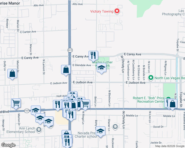 map of restaurants, bars, coffee shops, grocery stores, and more near 5291 Paradise Valley Avenue in Las Vegas