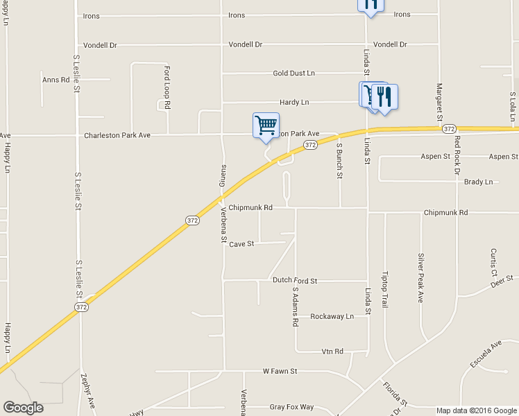map of restaurants, bars, coffee shops, grocery stores, and more near 1241 South Rose Street in Pahrump