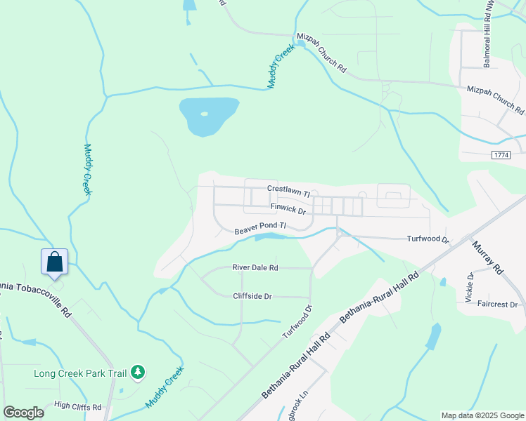 map of restaurants, bars, coffee shops, grocery stores, and more near 5704 Beaver Pond Trail in Pfafftown