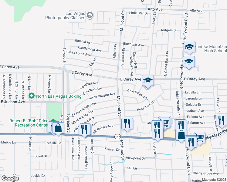 map of restaurants, bars, coffee shops, grocery stores, and more near 6266 Bryce Canyon Avenue in Las Vegas