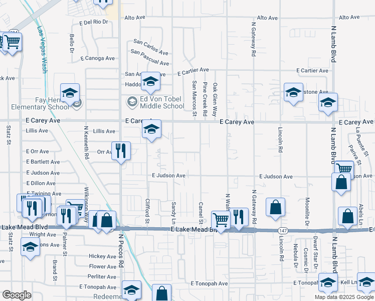 map of restaurants, bars, coffee shops, grocery stores, and more near 3752 Calle de Rio Avenue in Las Vegas