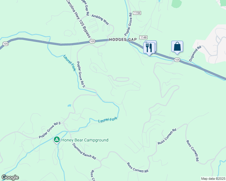 map of restaurants, bars, coffee shops, grocery stores, and more near 166 Parkwood Circle in Boone