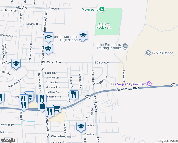 map of restaurants, bars, coffee shops, grocery stores, and more near 2322 Sabroso Street in Las Vegas