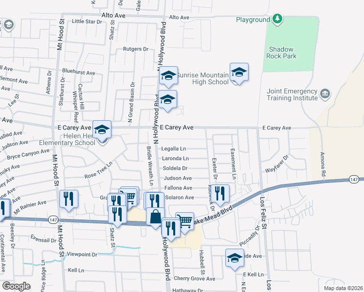 map of restaurants, bars, coffee shops, grocery stores, and more near 6811 Legalla Lane in Las Vegas