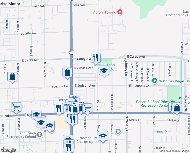 map of restaurants, bars, coffee shops, grocery stores, and more near 5291 Paradise Valley Avenue in Las Vegas