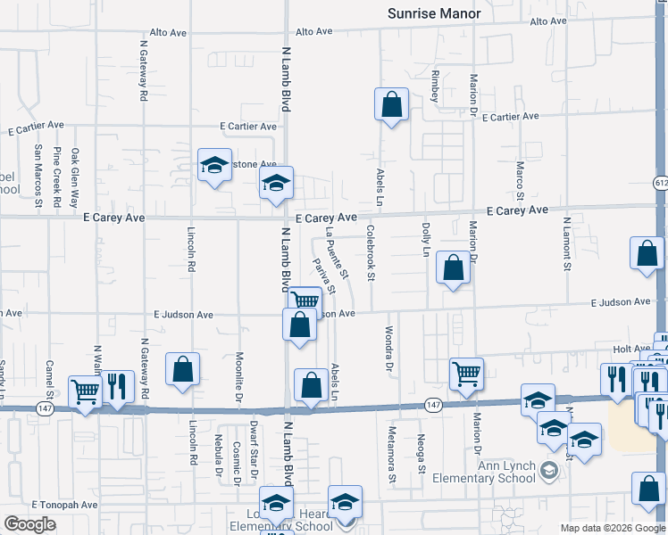 map of restaurants, bars, coffee shops, grocery stores, and more near 2287 Pariva Street in Las Vegas