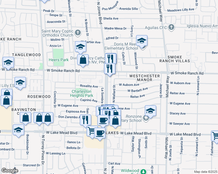 map of restaurants, bars, coffee shops, grocery stores, and more near 2313 North Jones Boulevard in Las Vegas