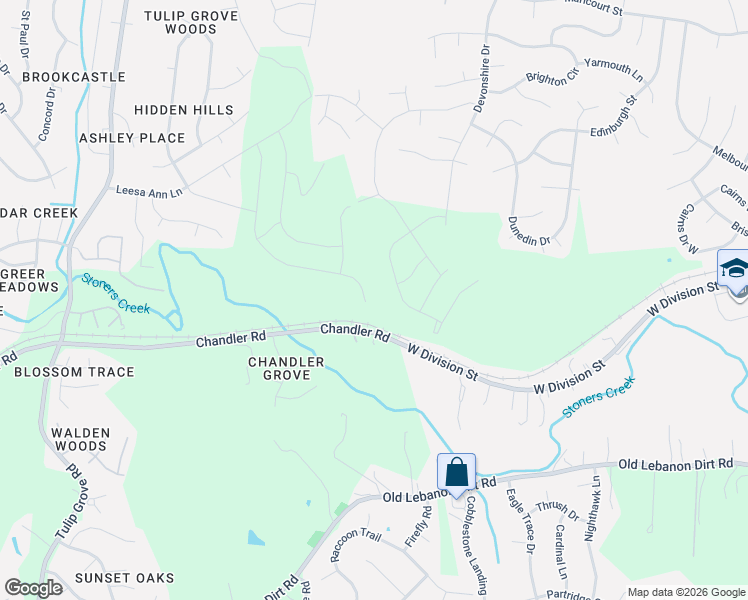 map of restaurants, bars, coffee shops, grocery stores, and more near 4739 Chandler Road in Nashville