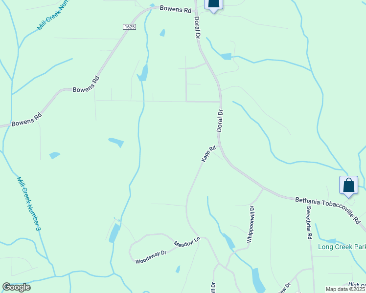 map of restaurants, bars, coffee shops, grocery stores, and more near Kapp Road in Pfafftown