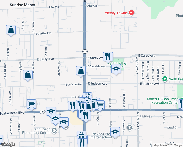map of restaurants, bars, coffee shops, grocery stores, and more near 2283 Windmill Grove Court in Las Vegas