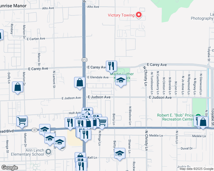 map of restaurants, bars, coffee shops, grocery stores, and more near 2282 Canyon Glen Court in Las Vegas