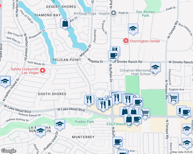 map of restaurants, bars, coffee shops, grocery stores, and more near 2220 Chapman Hill Drive in Las Vegas