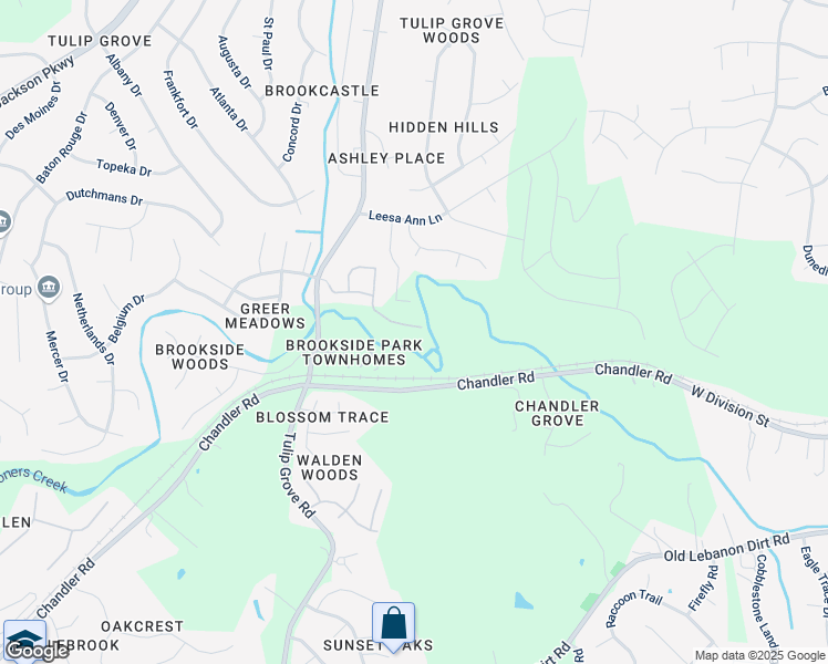map of restaurants, bars, coffee shops, grocery stores, and more near 735 Tulip Grove Road in Nashville