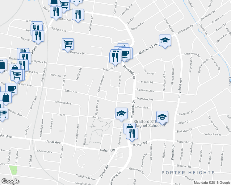 map of restaurants, bars, coffee shops, grocery stores, and more near 2407 Branch Street in Nashville