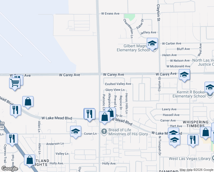 map of restaurants, bars, coffee shops, grocery stores, and more near 2803 Exulted Valley Avenue in North Las Vegas