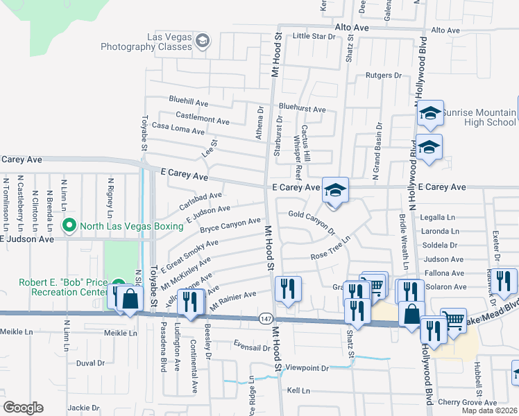 map of restaurants, bars, coffee shops, grocery stores, and more near 6266 Bryce Canyon Avenue in Las Vegas