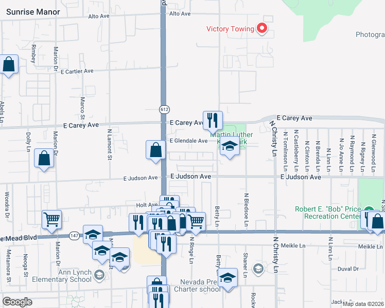 map of restaurants, bars, coffee shops, grocery stores, and more near 5179 Paradise Valley Avenue in Las Vegas