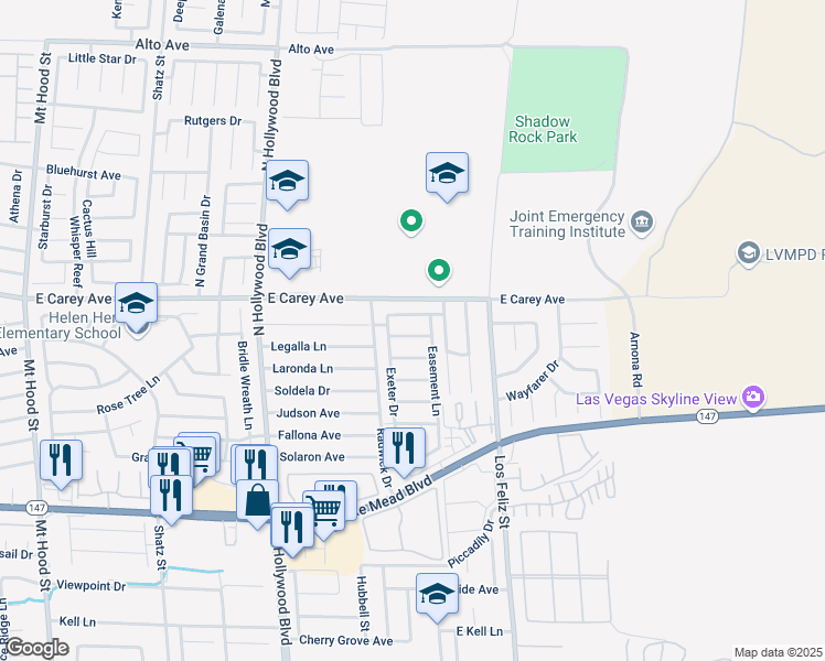 map of restaurants, bars, coffee shops, grocery stores, and more near 6924 Issac Avenue in Las Vegas