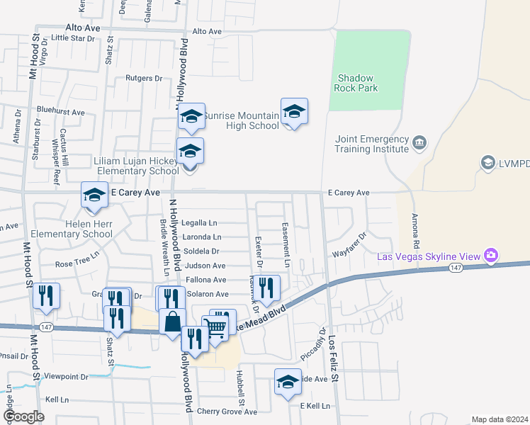 map of restaurants, bars, coffee shops, grocery stores, and more near 6924 Issac Avenue in Las Vegas