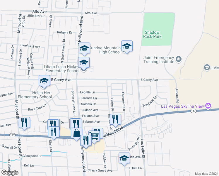 map of restaurants, bars, coffee shops, grocery stores, and more near 6924 Issac Avenue in Las Vegas
