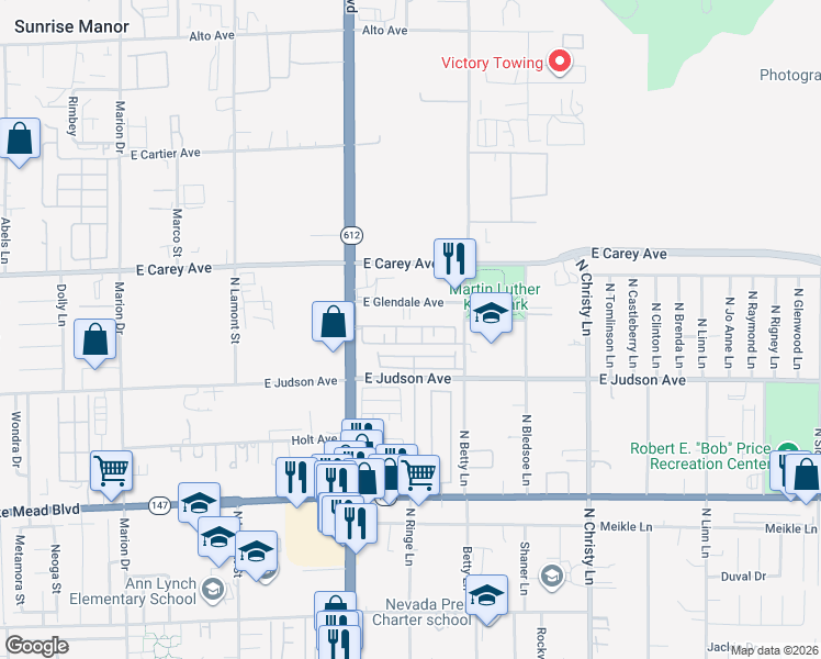 map of restaurants, bars, coffee shops, grocery stores, and more near 5179 Paradise Valley Avenue in Las Vegas