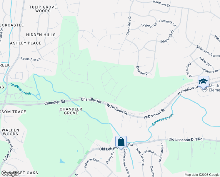 map of restaurants, bars, coffee shops, grocery stores, and more near 4700-4798 Chandler Road in Nashville