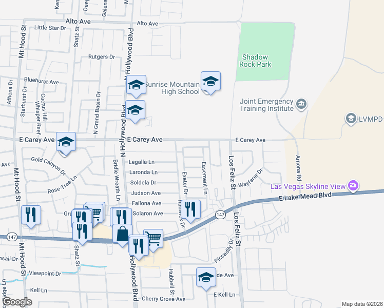 map of restaurants, bars, coffee shops, grocery stores, and more near 6954 Hopkins Drive in Las Vegas