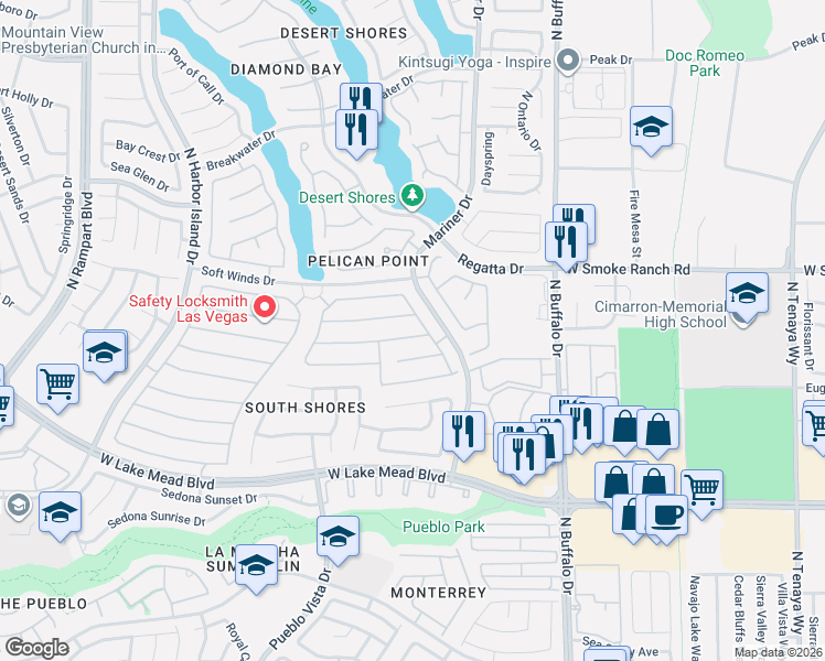map of restaurants, bars, coffee shops, grocery stores, and more near 7836 Turtle Cove Avenue in Las Vegas