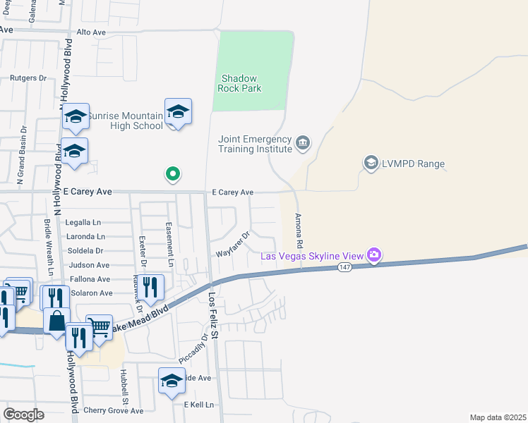 map of restaurants, bars, coffee shops, grocery stores, and more near 7253 Alsop Court in Las Vegas