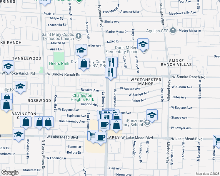 map of restaurants, bars, coffee shops, grocery stores, and more near 2321 North Jones Boulevard in Las Vegas