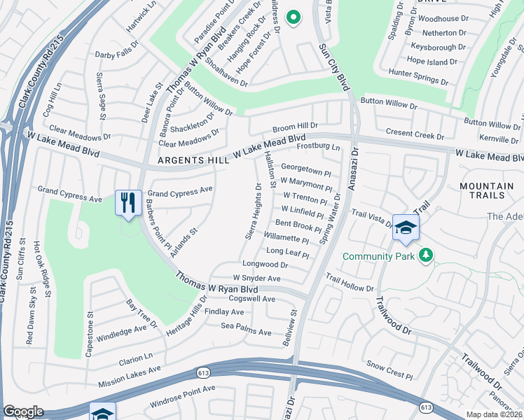 map of restaurants, bars, coffee shops, grocery stores, and more near 2216 Sierra Heights Drive in Las Vegas