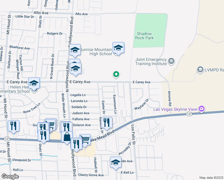 map of restaurants, bars, coffee shops, grocery stores, and more near 6996 Hopkins Drive in Las Vegas