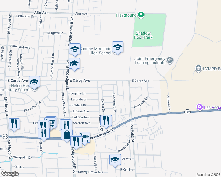 map of restaurants, bars, coffee shops, grocery stores, and more near 2331 Sierra Sunrise Street in Las Vegas