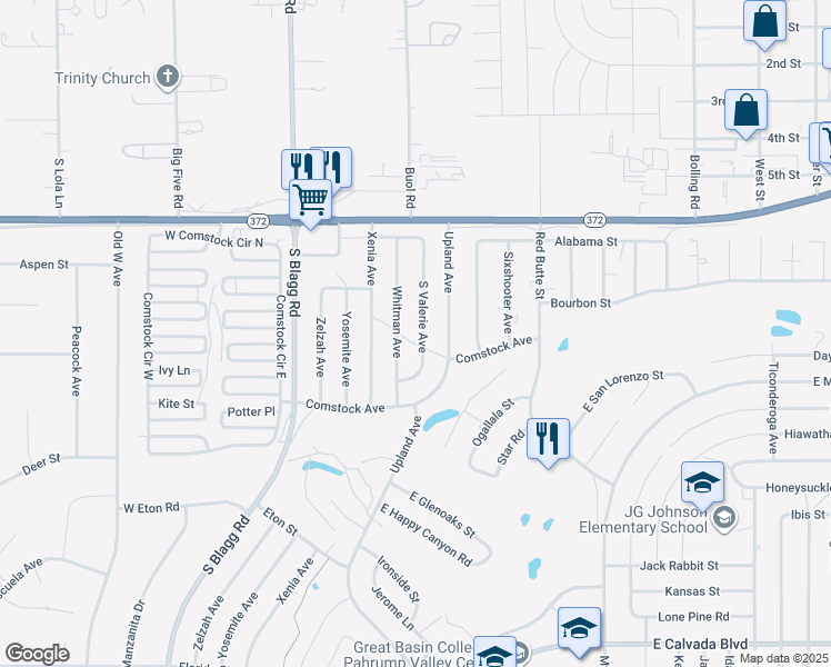 map of restaurants, bars, coffee shops, grocery stores, and more near 1190 South Valerie Avenue in Pahrump