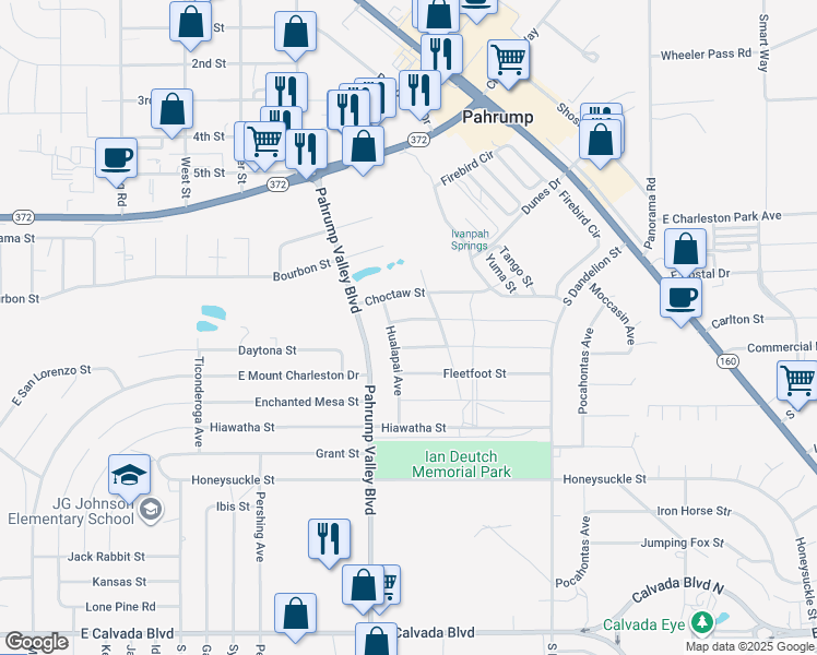 map of restaurants, bars, coffee shops, grocery stores, and more near 1471 Eaglewing Street in Pahrump