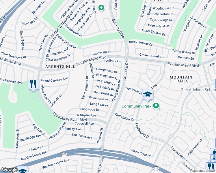map of restaurants, bars, coffee shops, grocery stores, and more near 10324 West Linfield Place in Las Vegas