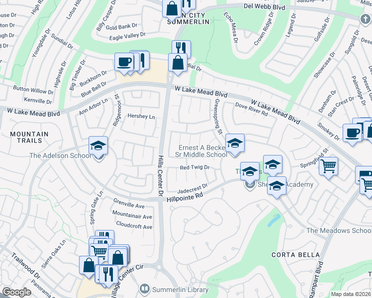 map of restaurants, bars, coffee shops, grocery stores, and more near 2257 Norway Pine Court in Las Vegas