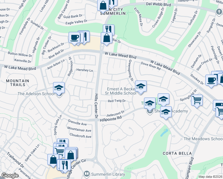 map of restaurants, bars, coffee shops, grocery stores, and more near 2257 Norway Pine Court in Las Vegas