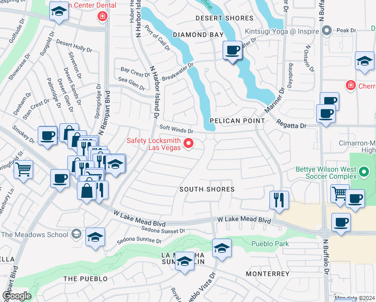 map of restaurants, bars, coffee shops, grocery stores, and more near 8221 Tivoli Cove Drive in Las Vegas
