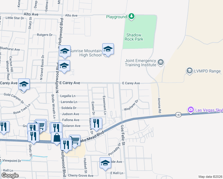 map of restaurants, bars, coffee shops, grocery stores, and more near 2369 Sabroso Street in Las Vegas