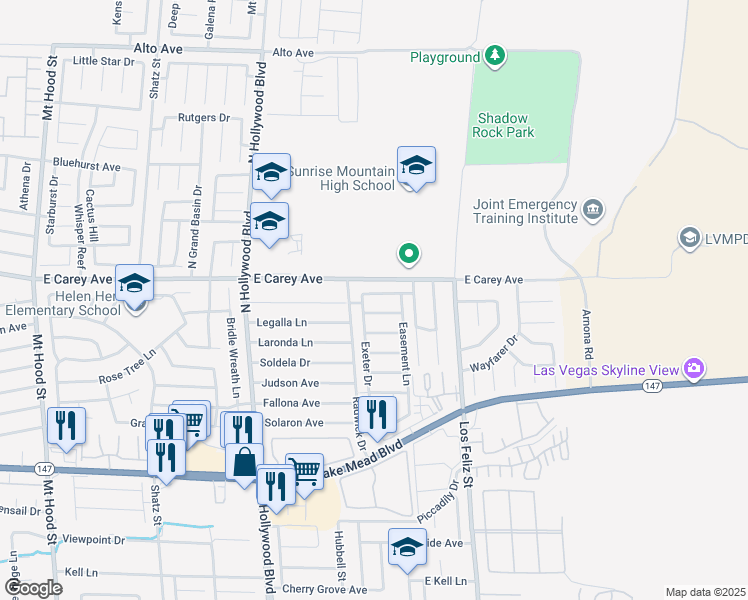 map of restaurants, bars, coffee shops, grocery stores, and more near 6942 Appleton Drive in Las Vegas